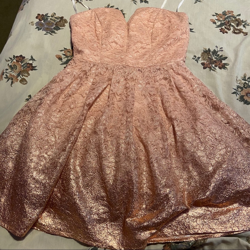 Light pink with rose gold shimmer short dress
